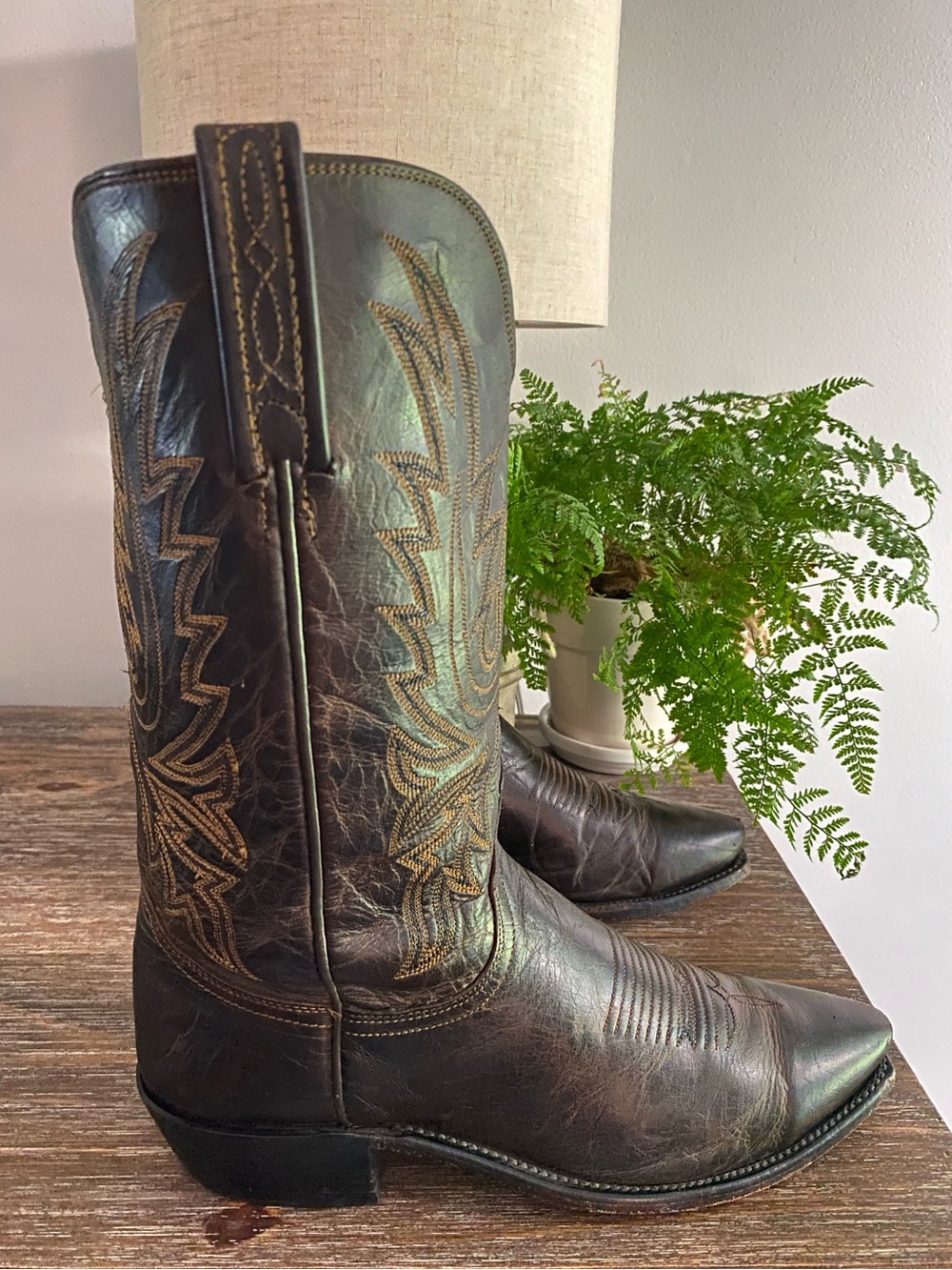 Lucchese Corbin Mad Dog Burnished Goat Leather Western Cowboy Boots Men Size 9D